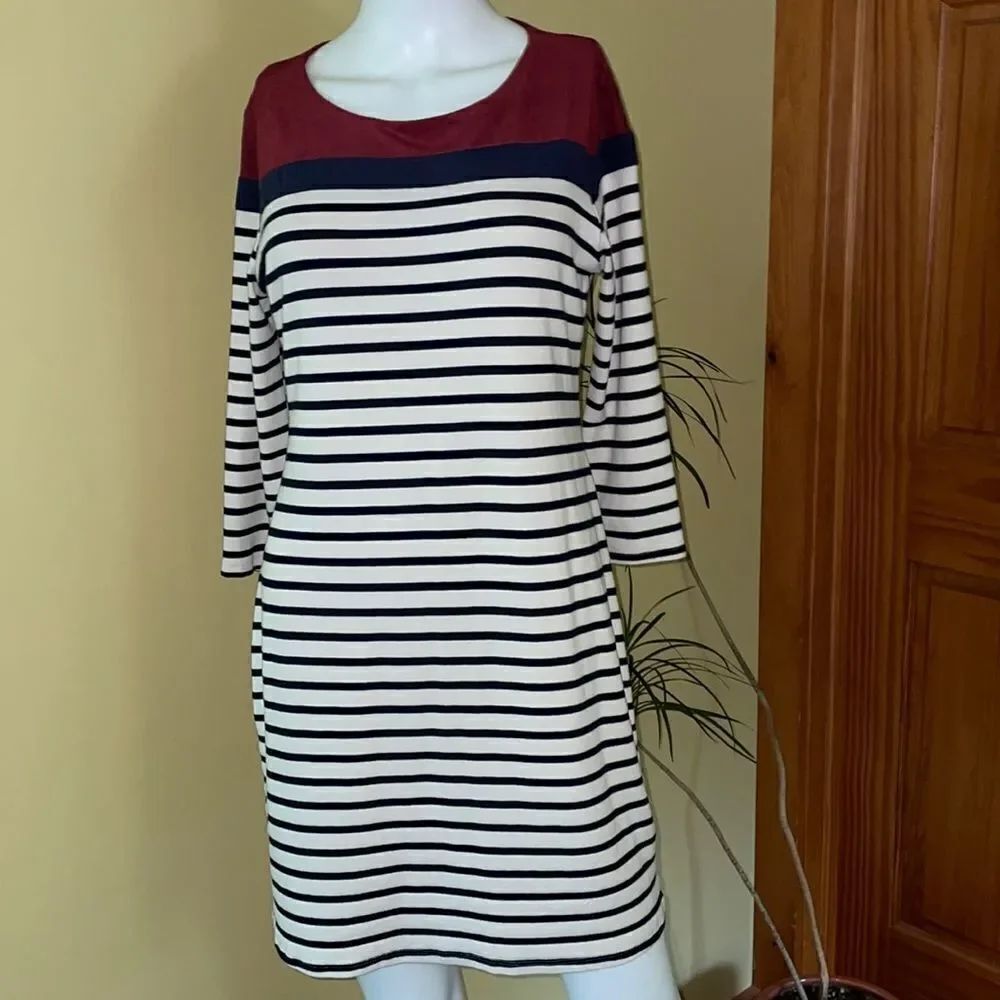 Monteau Cotton Striped Dress in Large